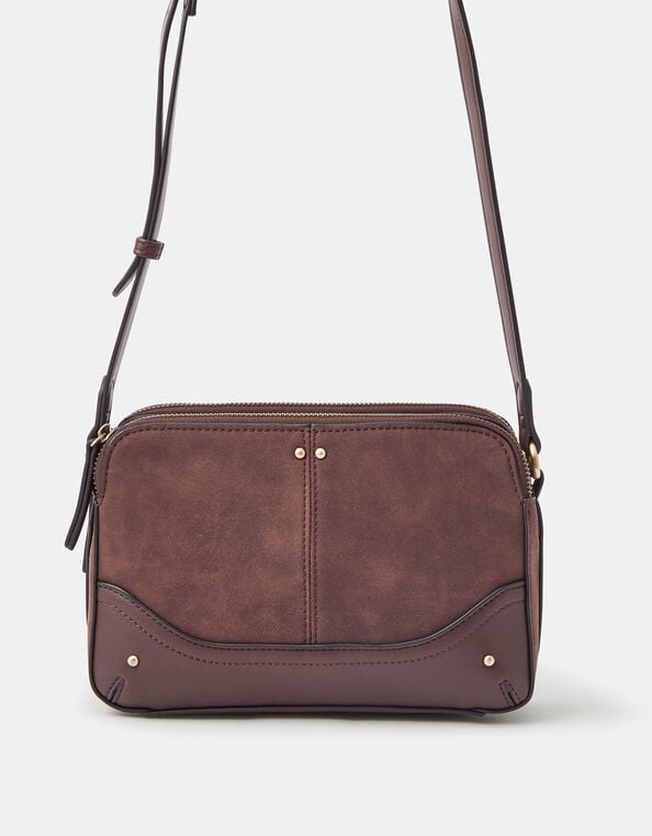 Classic Double Zip Crossbody Bag, Brown (CHOCOLATE), large