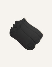 Supersoft Cotton Ankle Socks Set of Three&nbsp;, Black (BLACK), large