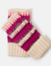 Brushed Stripe Fingerless Gloves, , large