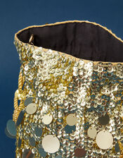 Disco Sequin Drawstring Bag, Gold (GOLD), large