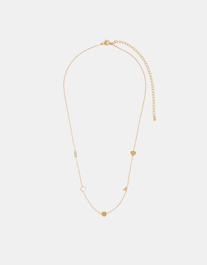 Stainless Steel Initial Charm Necklace, Gold (GOLD), large