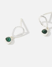 Sterling Silver Recycled Malachite Drop Earrings, , large