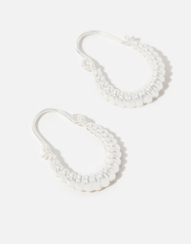 Sterling Silver Cut-Out Mini Hoops, , large