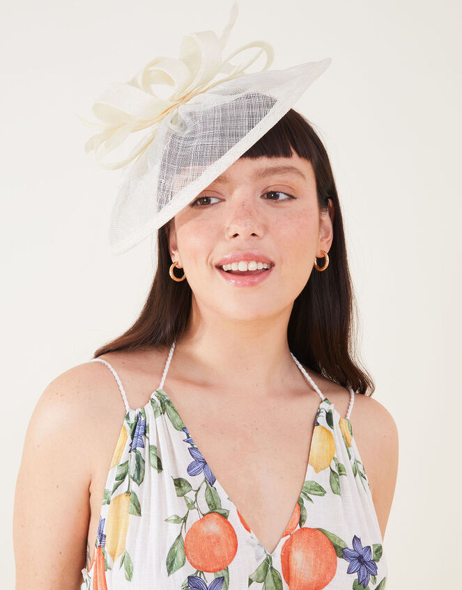 Penelope Sinamay Bow Band Fascinator, Ivory (IVORY), large
