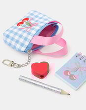 Girls Mini Gingham Bag Stationery Set, , large