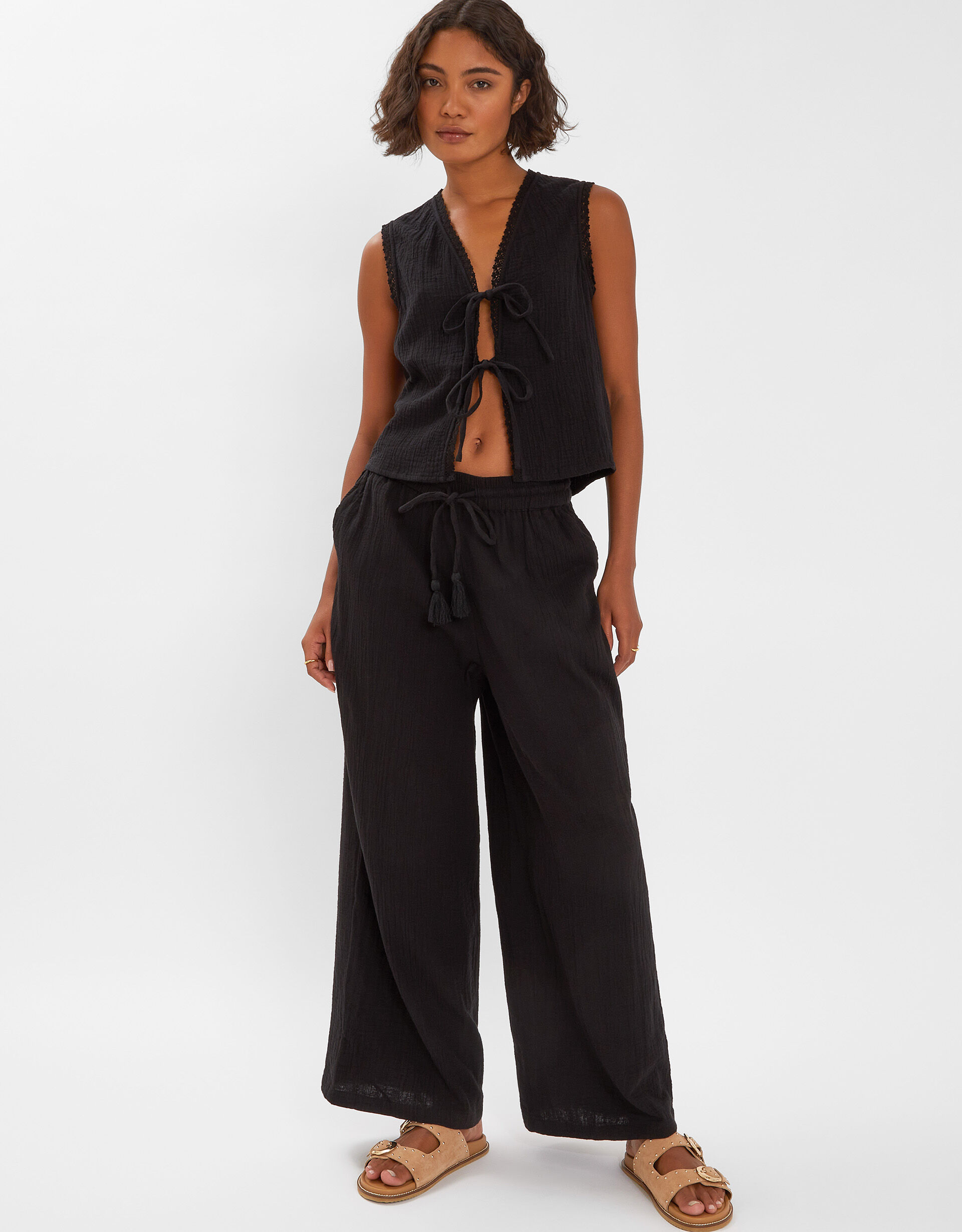 Black beachwear trousers store