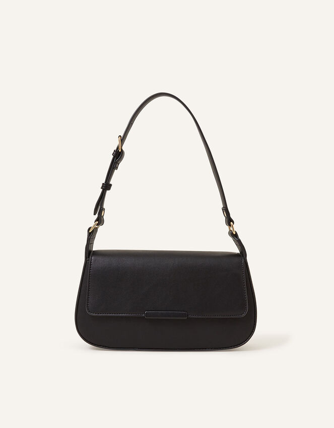 Buckle Strap Bar Shoulder Bag Black