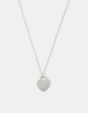 Flat Heart Pendant Necklace, Silver (SILVER), large
