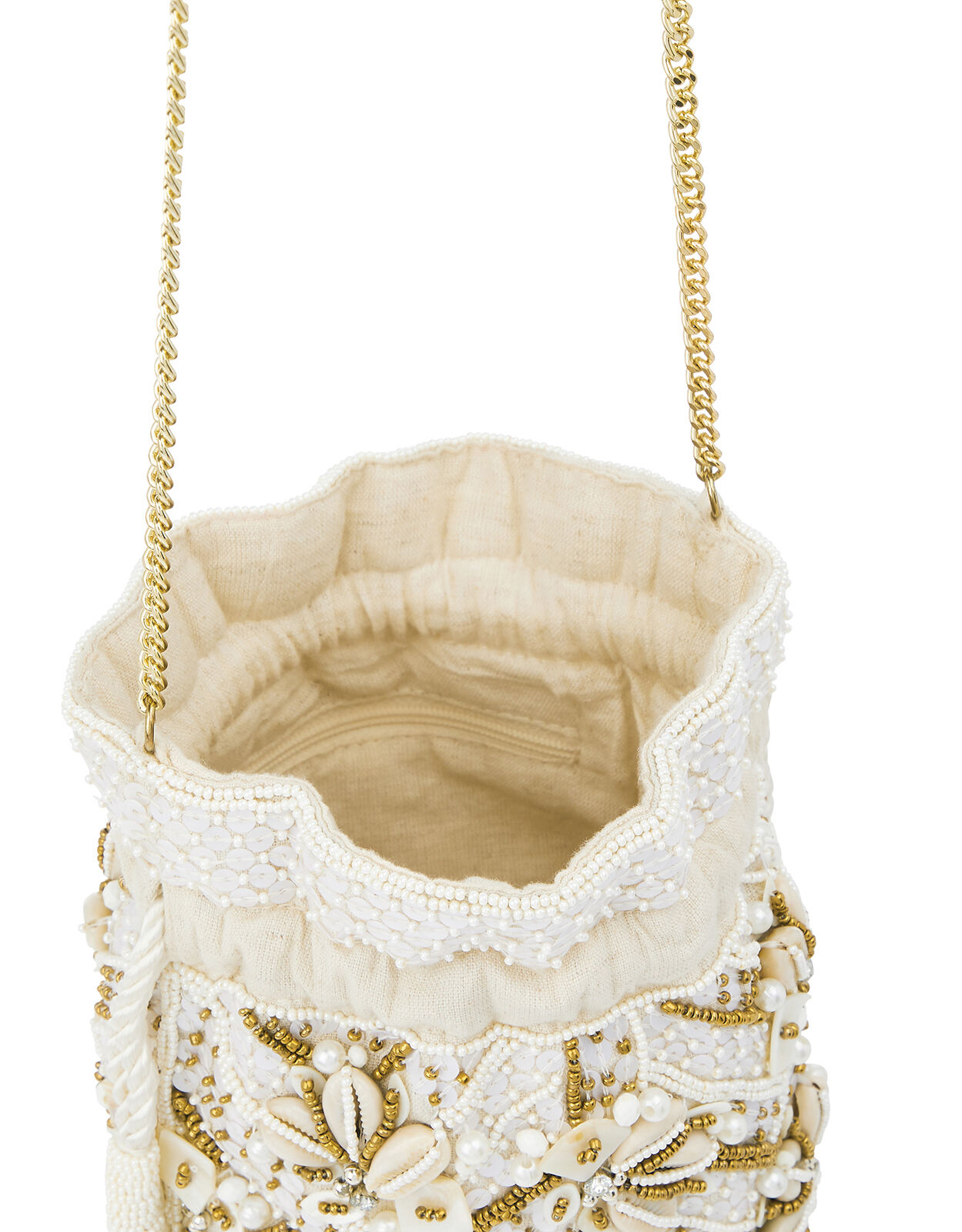 Shell Embellished Mini Duffle Bag 
