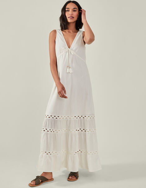 Embroidered Maxi Dress, Ivory (IVORY), large