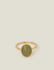 14ct Gold-Plated Aventurine Healing Stone Ring, Gold (GOLD), large
