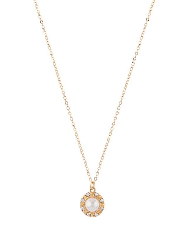 Pearl and Pavé Pendant Necklace, , large
