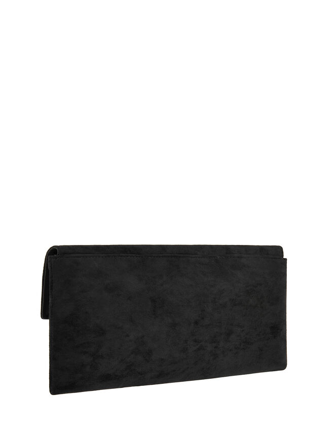 Natalie Suedette Clutch Bag, Black (BLACK), large