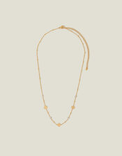 14ct Gold-Plated Stainless Steel Diamanté Clover Station Necklace, , large