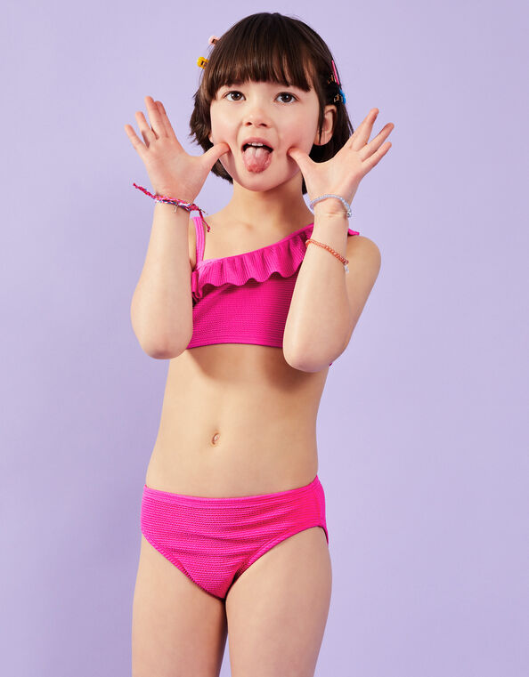 Girls Textured Bikini Set, Pink (PINK), large