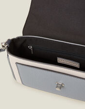 Colourblock Faux Leather Crossbody Bag, , large