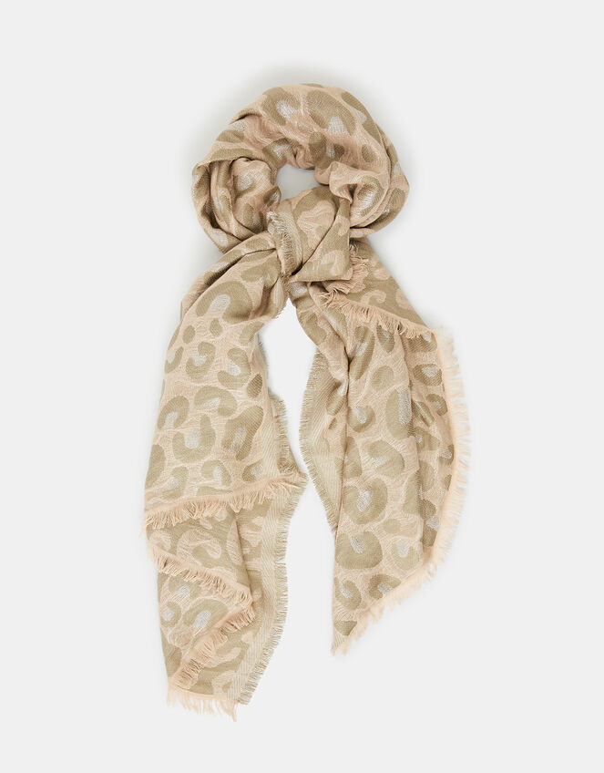 Metallic Leopard Woven Blanket Scarf, , large