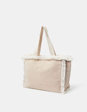 Embroidered Fringe Tote Bag, , large