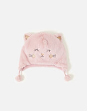 Girls Fluffy Cat Chullo Hat, Pink (PINK), large