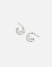 Sterling Silver Triple Twisted Hoop Earrings, , large