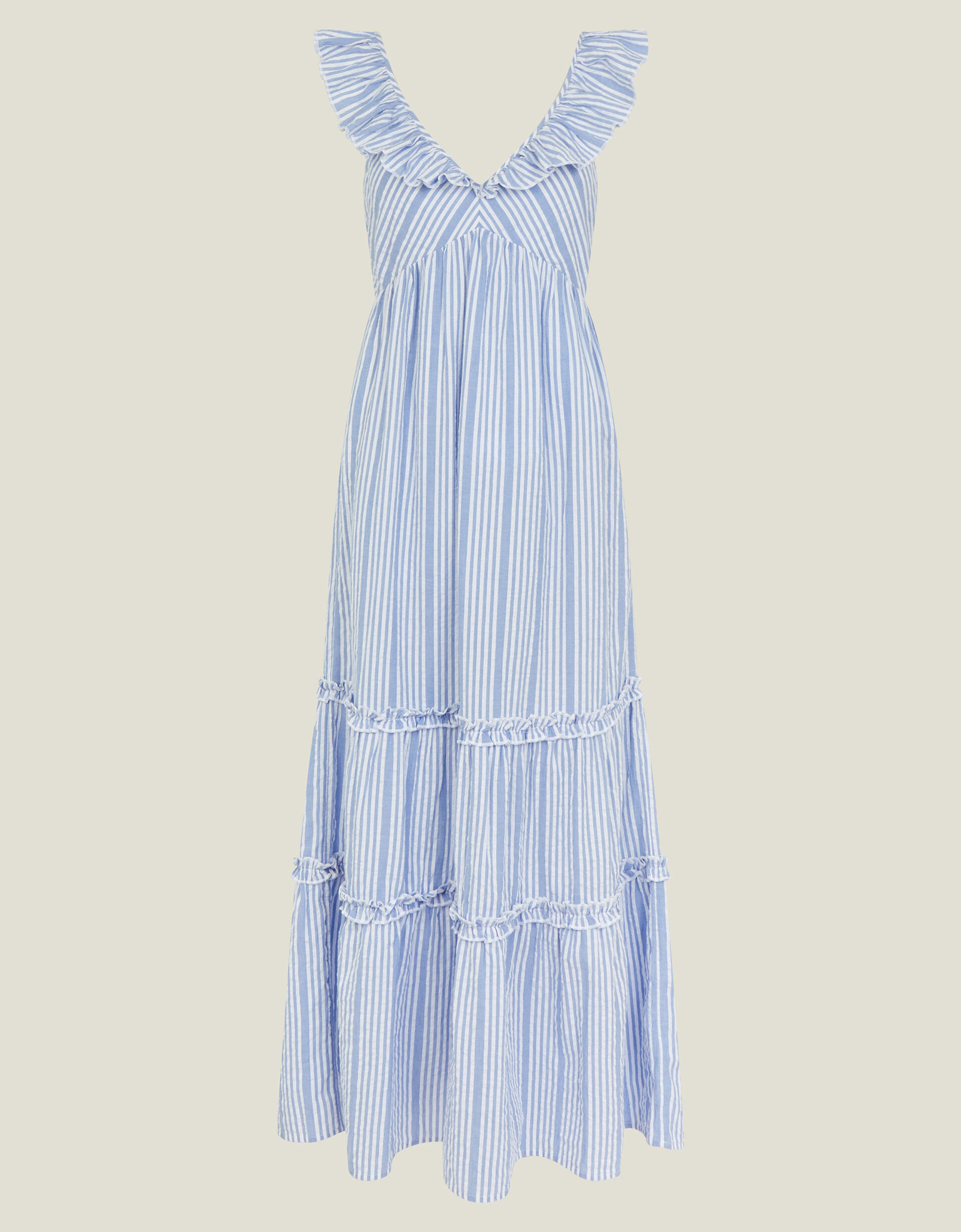 Stripe Ruffle Maxi Dress Blue Dresses Accessorize UK