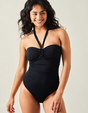 Halter Bandeau Shaping Swimsuit, Black (BLACK), large
