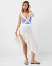 Contrast Textured Shaping Swimsuit, Blue (BLUE), large