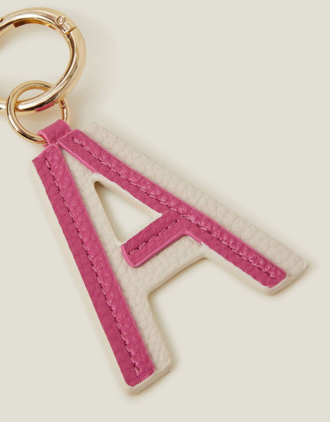 Initial Colour Block Keyring, Pink (PINK), large