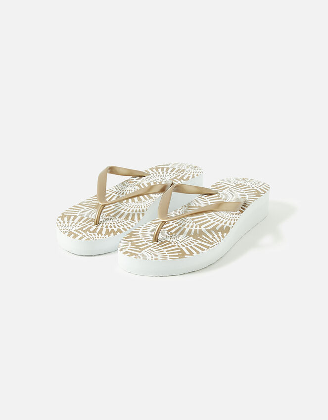 Wedge Flip Flops, Gold (GOLD), large