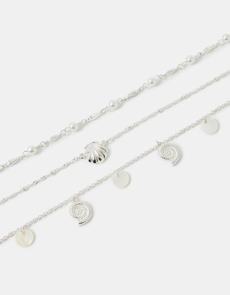 3-Pack Shell Charm Anklets, , large