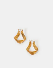 Large Ribbed Wavy Hoop Earrings, , large