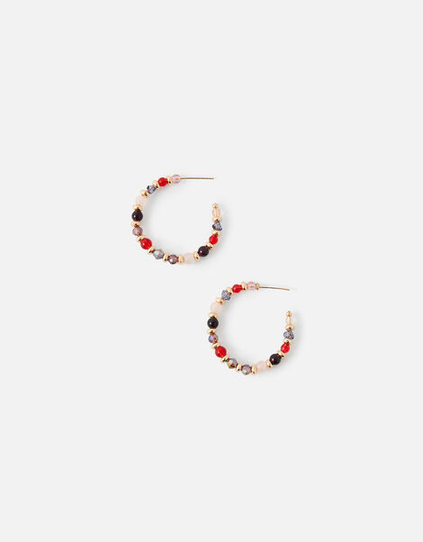 Amber Small Beaded Hoops, , large