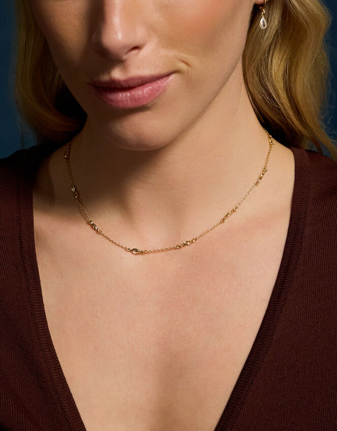 14ct Gold-Plated Cubic Zirconia Collar Necklace, , large