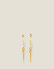 3-Pack 14ct Gold-Plated Earring Set, , large