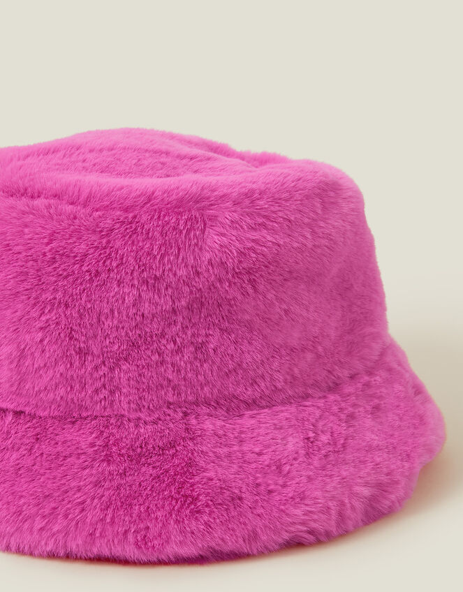Faux Fur Bucket Hat, Pink (PINK), large