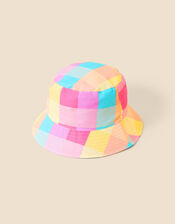 Girls Check Bucket Hat, Multi (BRIGHTS-MULTI), large