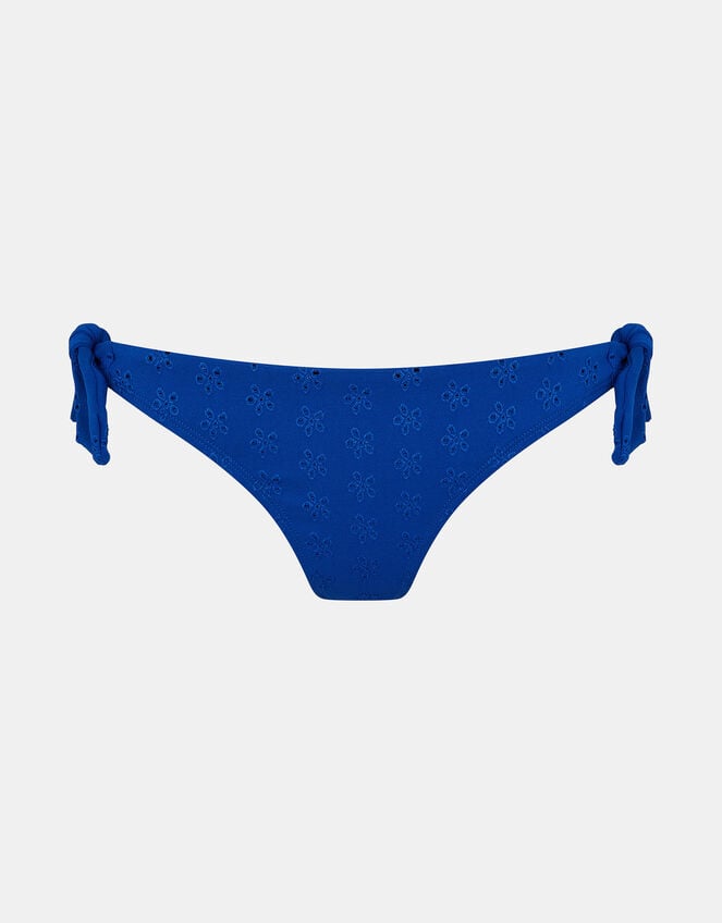Floral Broderie Tie Bikini Bottoms, Blue (BLUE), large