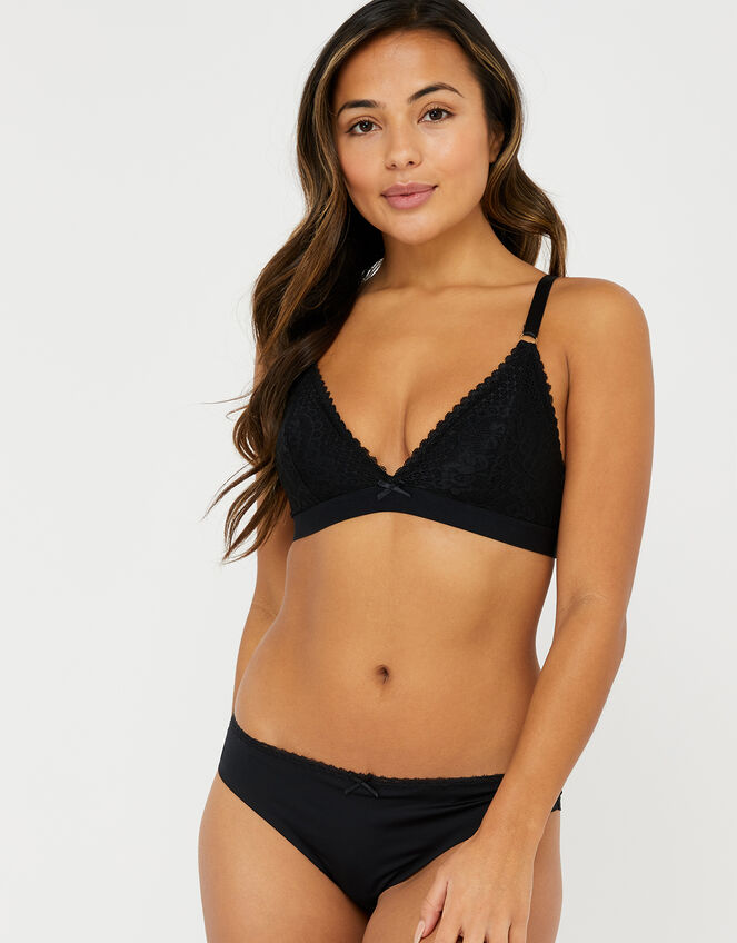 Lace Triangle Bra, Black (BLACK), large