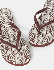 Shell Print Flip Flops, Brown (CHOCOLATE), large