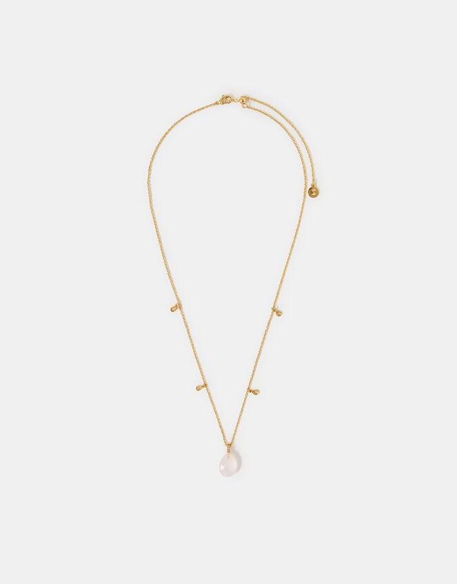 14ct Gold-Plated Rose Quartz Pendant Necklace, , large