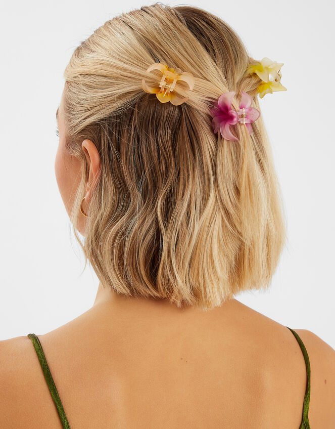 4-Pack Mini Tropical Flower Claw Clips, , large