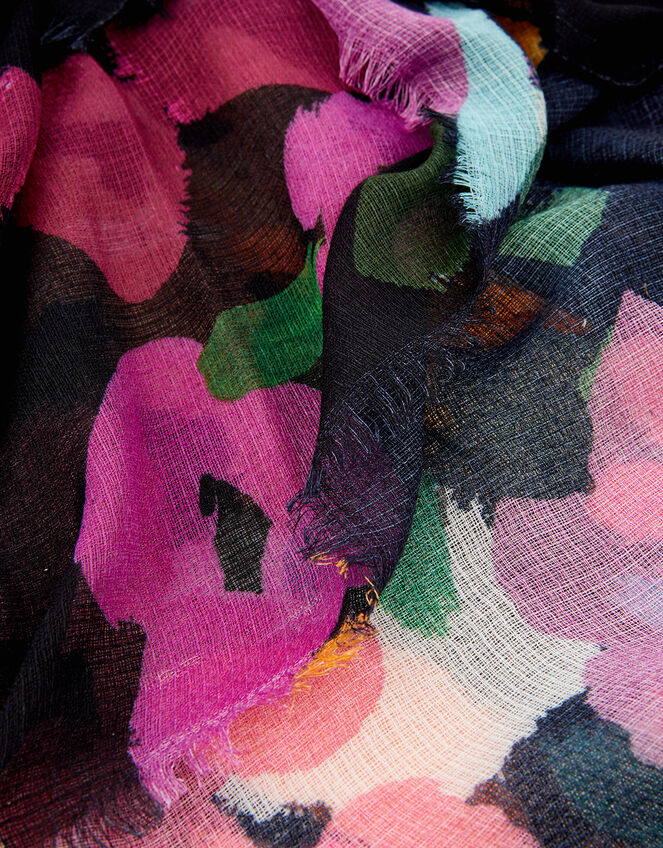 Midnight Floral Print Scarf, , large