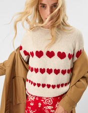 Heart Print Jumper, Camel (OATMEAL), large