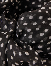 Monochrome Spot Print Scarf in Recycled Polyester, , large