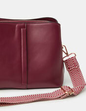 Webbing Strap Crossbody Bag , Red (BURGUNDY), large