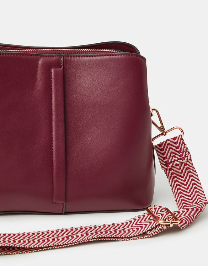 Webbing Strap Crossbody Bag , Red (BURGUNDY), large