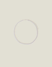 Sterling Silver-Plated Crystal Tennis Necklace, , large