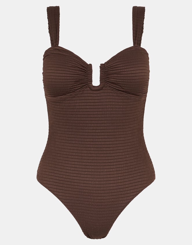 U Bar Textured Swimsuit, Brown (CHOCOLATE), large
