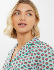 Floral Print Cotton Short Pyjamas Set, Blue (PALE BLUE), large