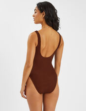 Crinkle Swimsuit, Brown (BROWN), large